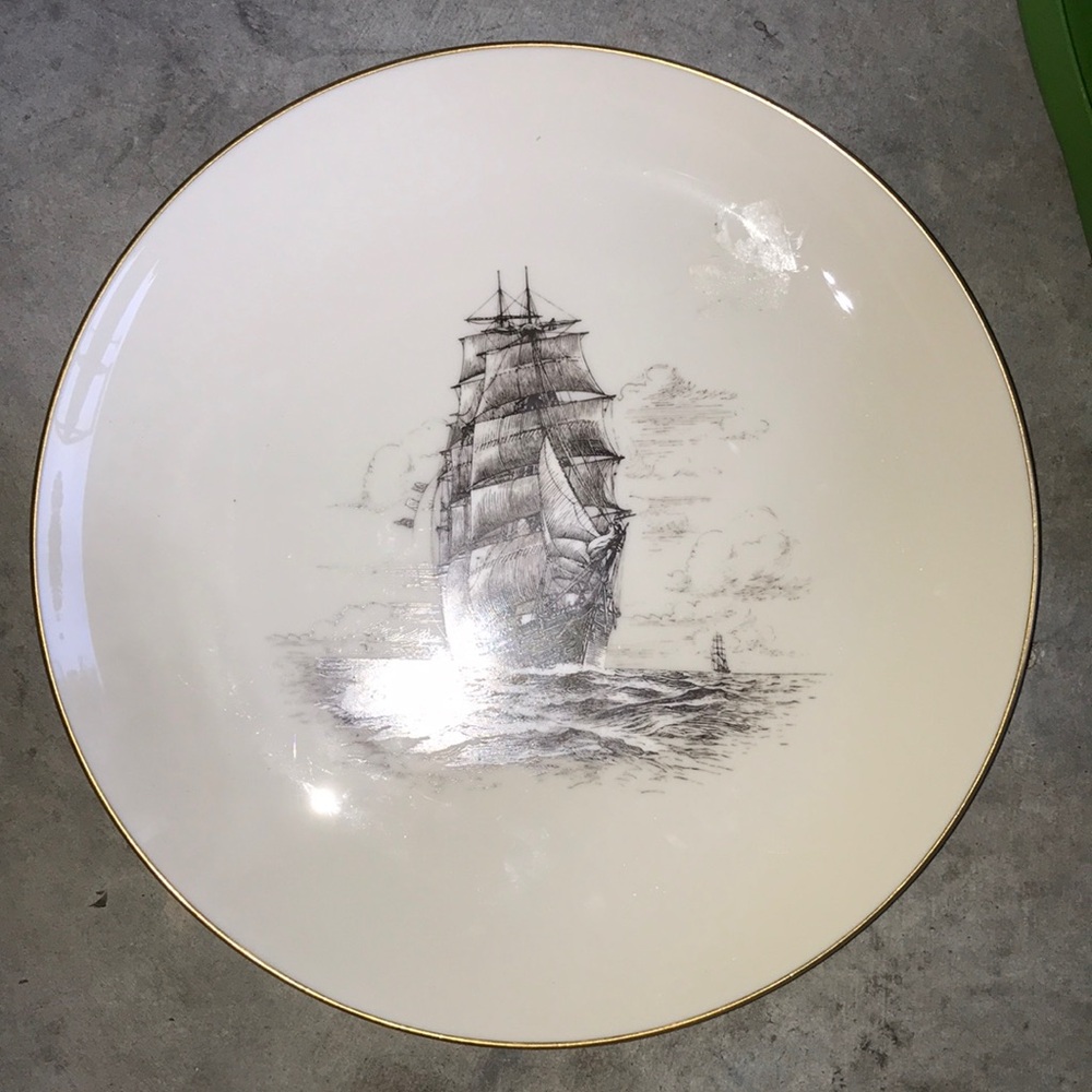 Lenox White and Gold Trim Sailing Ship Charger